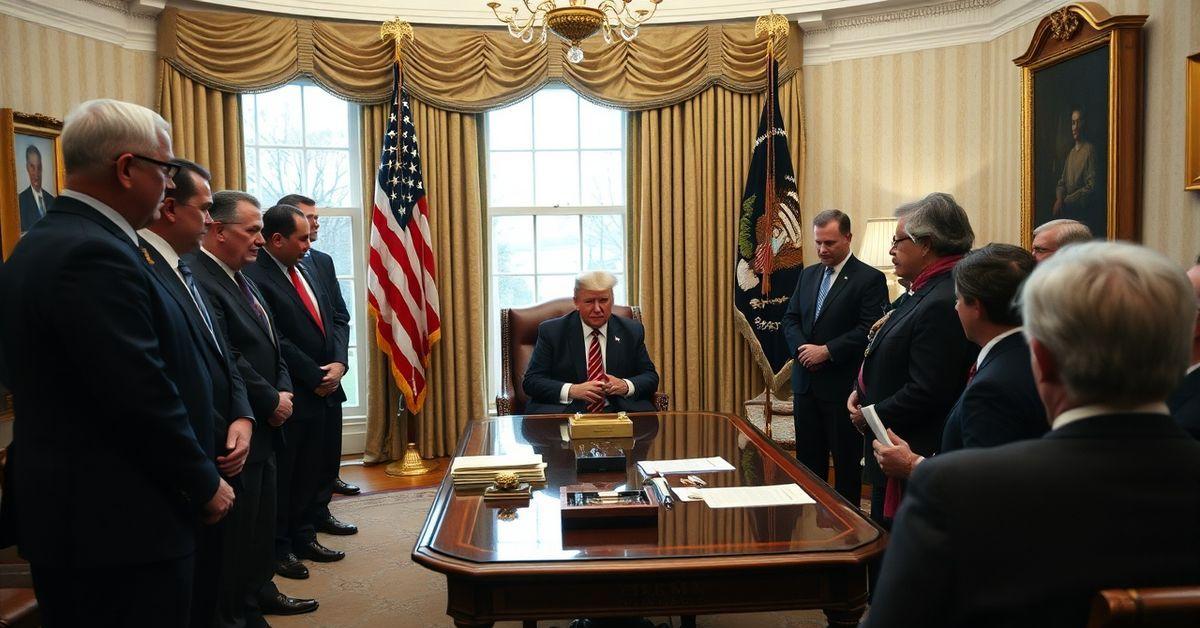 President Trump Participates in Oval Office Prayer Session with Evangelical Leaders Amidst Iran Tensions